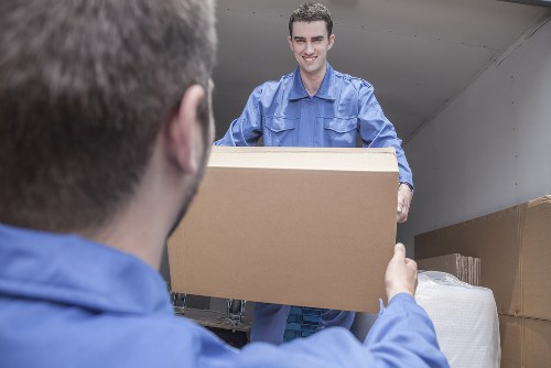 Carefully packed boxes ready for transportation by movers in Tulse Hill