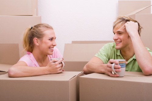 Professional movers preparing for a commercial move