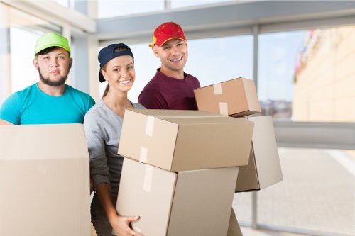 Professional movers assisting with a house move